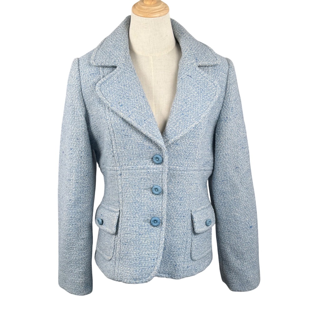 Marvin Richards L Tweed Blazer Wool Blend Button Up Coquette Y2K 90s Vintage EUC